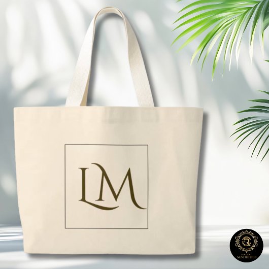 Minimalist Monogram Everyday Cotton Tote Bag