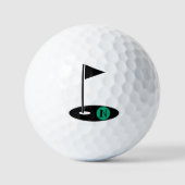 Minimalist Monogram Initial Golf Flag Hole Golfballen (Voorkant)