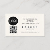 Minimalist Monogram Luxury Black/Ivory Logo QR Visitekaartje (Achterkant)