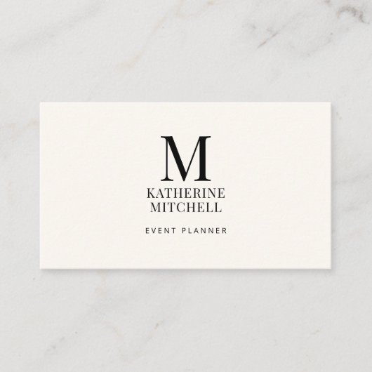 Minimalist Monogram Luxury Black/Ivory Logo QR Visitekaartje (Voorkant)