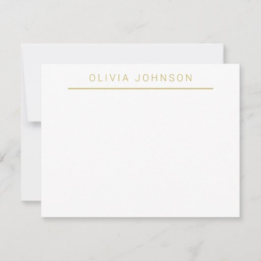Minimalist Monogram Name White Flat Note Card Notitiekaartje (Voorkant)
