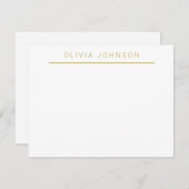 Minimalist Monogram Name White Flat Note Card Notitiekaartje (Voorkant / Achterkant)