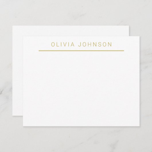 Minimalist Monogram Name White Flat Note Card Notitiekaartje (Voorkant / Achterkant)