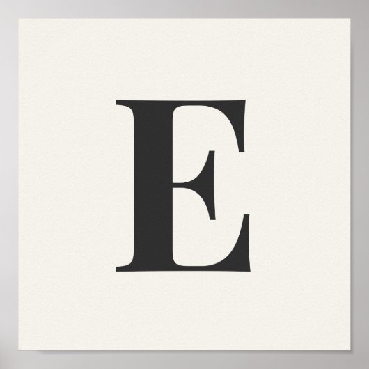 Minimalist Monogram Poster | Gray & Ivory Initial (Voorkant)
