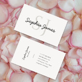 Minimalist Monogram Script Pet Sitting Visitekaartje