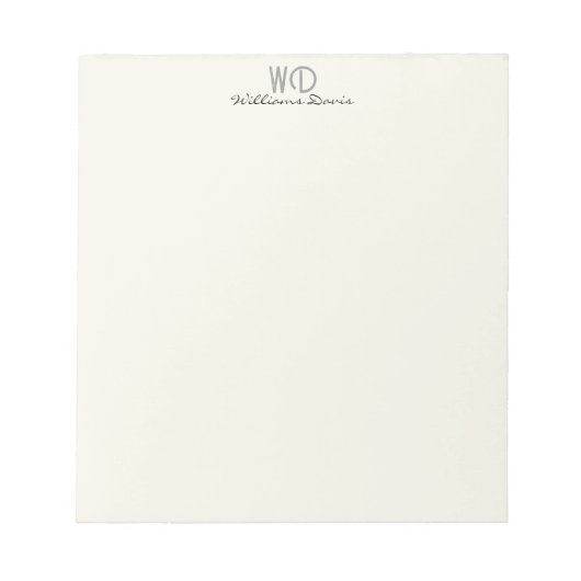 Minimalist Monogram Teacher Notepad Notitieblok (Voorkant)