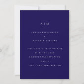 Minimalist Monogram Trendy Blue Modern Wedding Kaart (Voorkant)