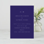 Minimalist Monogram Trendy Blue Modern Wedding Kaart (Staand voorkant)