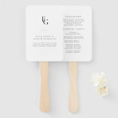 Minimalist Monogram Wedding Ceremony Fan Program Handwaaier (Voorkant en achterkant)
