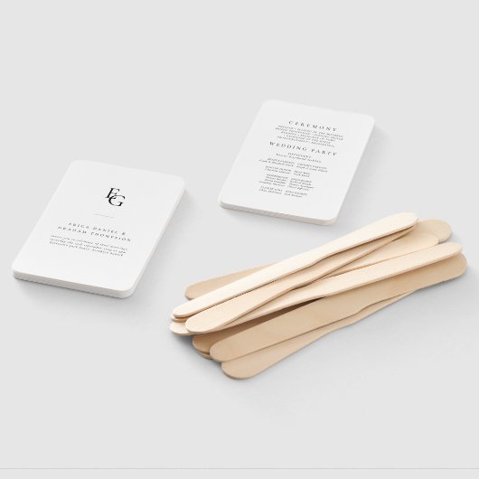 Minimalist Monogram Wedding Ceremony Fan Program Handwaaier (Niet-gemonteerd)