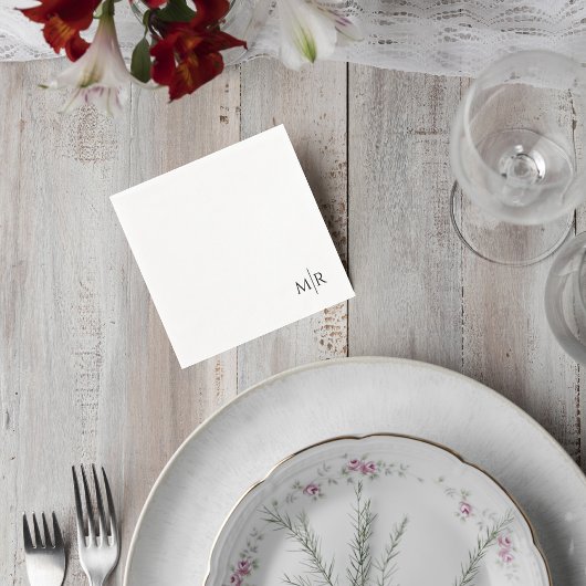 Minimalist Monogram Wedding Cocktail Napkin Servet