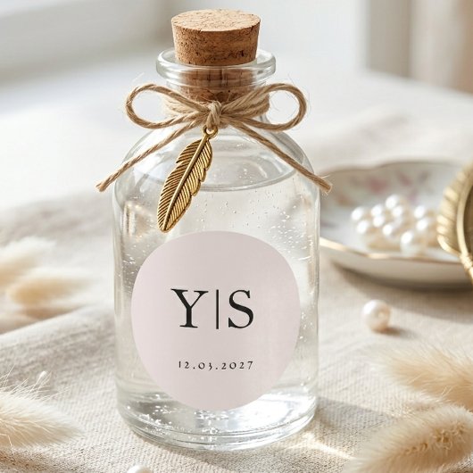 Minimalist Monogram Wedding Personalized Initials  Ronde Sticker