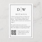 Minimalist Monogram Wedding QR Code Enclosure Card Informatiekaartje (Voorkant)