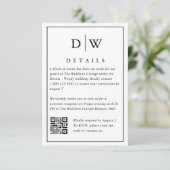 Minimalist Monogram Wedding QR Code Enclosure Card Informatiekaartje (Staand voorkant)