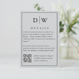 Minimalist Monogram Wedding QR Code Enclosure Card Informatiekaartje