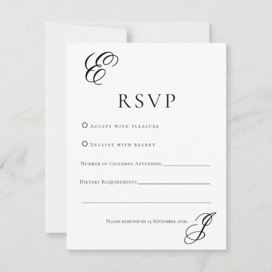 Minimalist Monogram Wedding RSVP Card  Kaartje (Voorkant)