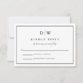 Minimalist Monogram Wedding RSVP Kaartje (Voorkant)