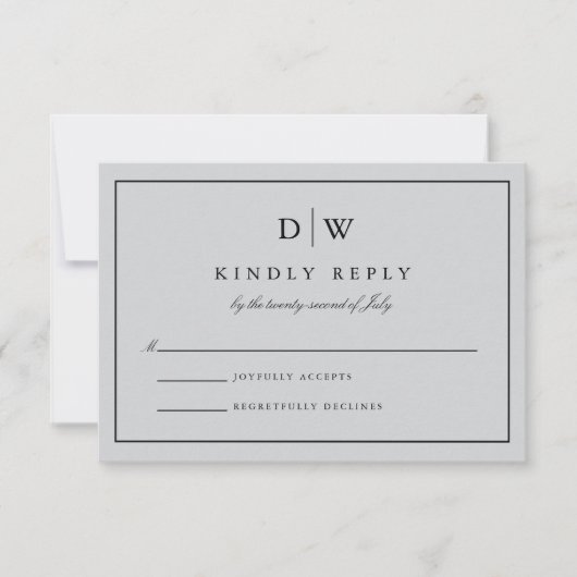 Minimalist Monogram Wedding RSVP Kaartje (Voorkant)