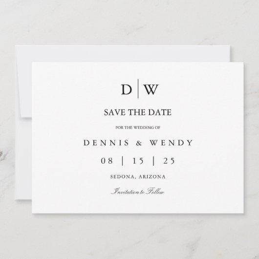 Minimalist Monogram Wedding Save The Date (Voorkant)