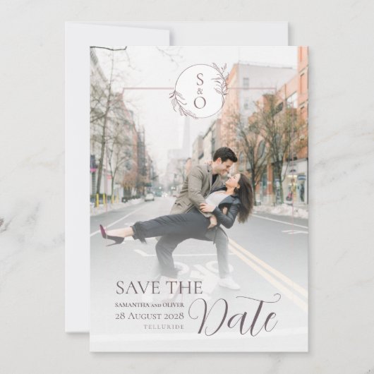 Minimalist Monogram Wedding Save the Date Card (Voorkant)