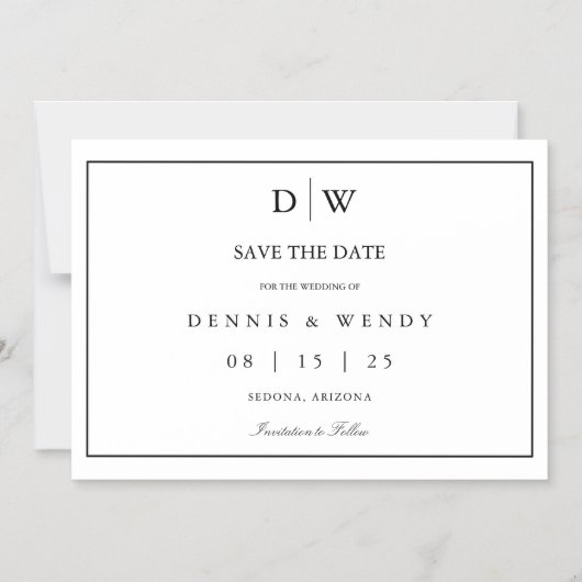 Minimalist Monogram Wedding Save The Date Magnetische Uitnodiging (Voorkant)