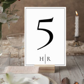 Minimalist Monogram Wedding Table Number Card Kaart