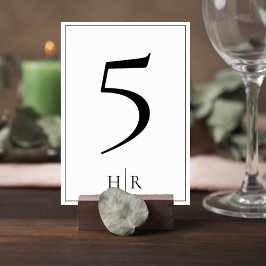 Minimalist Monogram Wedding Table Number Card Kaart