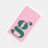 Minimalist Monogrammed Initial Bold Pink Green Servet (Hoek)