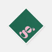 Minimalist Monogrammed Initial in Pink and Green Servet (Hoek)