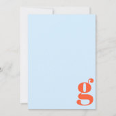 Minimalist Monogrammed Initial Retro Blue Orange Notitiekaartje (Voorkant)