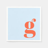 Minimalist Monogrammed Initial Retro Blue Orange Servet (Voorkant)