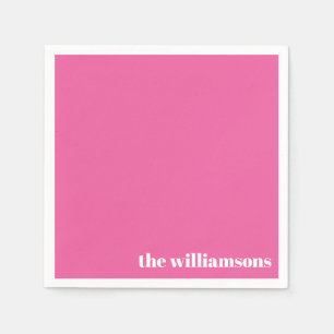 Minimalist Monogrammed Naam Retro Hot Pink Servet