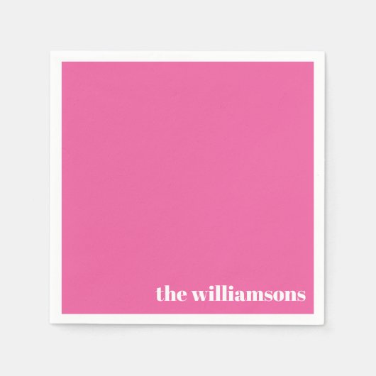Minimalist Monogrammed Naam Retro Hot Pink Servet (Voorkant)