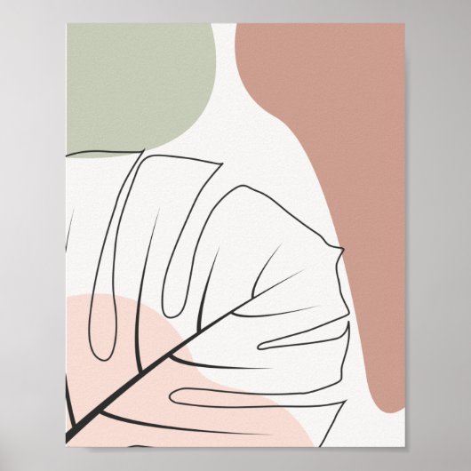 Minimalist monstera line art poster (Voorkant)