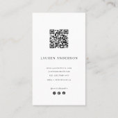 Minimalist Moon Flower Florist Card with QR Code Visitekaartje (Achterkant)