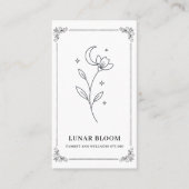 Minimalist Moon Flower Florist Card with QR Code Visitekaartje (Voorkant)