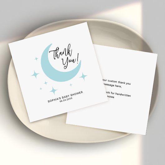 Minimalist Moon Stars Baby shower Budget Bedankt Notitiekaartje
