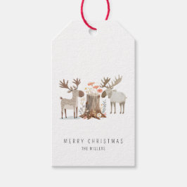 Minimalist Moose Vrolijk Kerstfeest Cadeaulabel