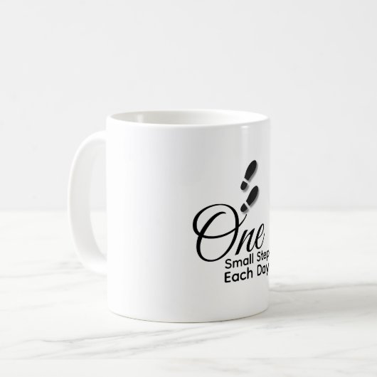 Minimalist Motivational Mug – One Small Step Each  Koffiemok (Voorkant links)