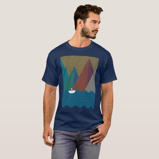 Minimalist mountain and waves t-shirt (Voorkant volledig)