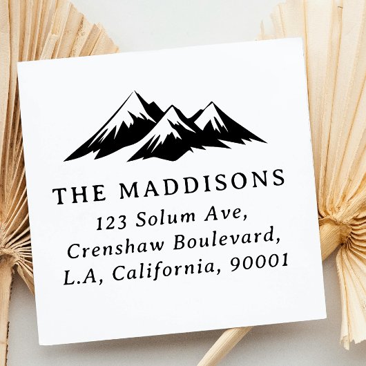 Minimalist Mountain Silhouette Return Address Rubberstempel