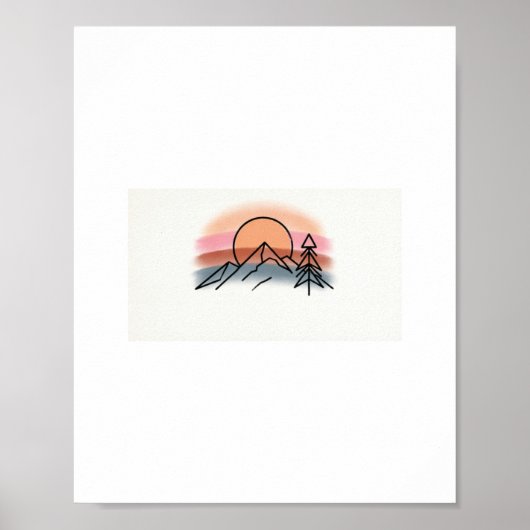 Minimalist Mountain Sunset - Retro Nature Art Desi Poster (Voorkant)