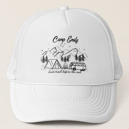 Minimalist Mountains Camp Bride Bachelorette Trucker Pet (Voorkant)