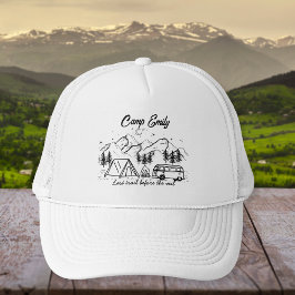 Minimalist Mountains Camp Bride Bachelorette Trucker Pet