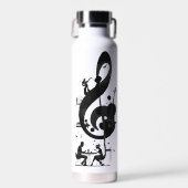 Minimalist Musical Treble Clef Art - Saxophone  Waterfles (Voorkant)