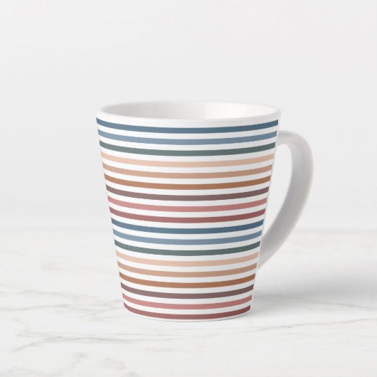 Minimalist Muted Rainbow Lines Latte Mok (Rechterhoek)