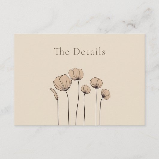 Minimalist Muted Tones Bloeit de details Informatiekaartje (Voorkant)
