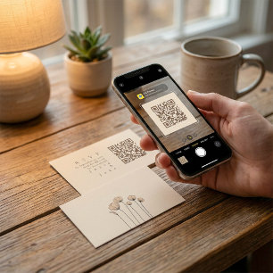 Minimalist Muted Tones Bloemen RSVP met QR-code Informatiekaartje