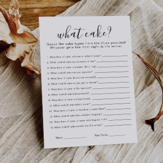 Minimalist Name That Cake Bridal Shower Game  Kaart