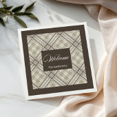 Minimalist Napkins Custom Name Beige Ivory Brown Servet